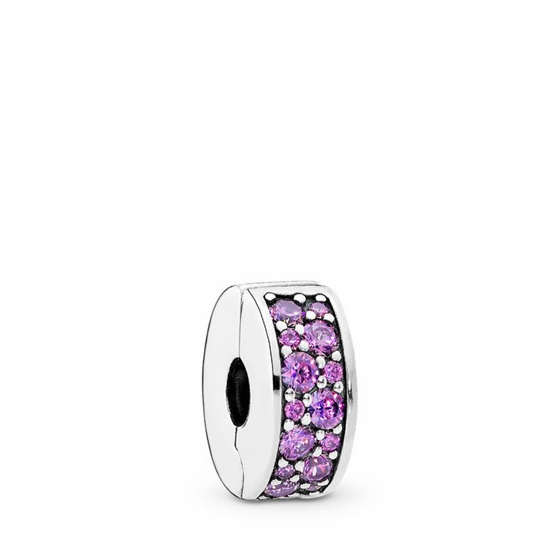 Pandora Shining Elegance Clip Charm - Sterling Silver/Silicone/Purple/Cubic Zirconia - Canada | LU88